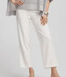 Chico's Size 2 US 12 Pull On‎ Crop Fashion Pants Straight Metallic Stripes NEW
