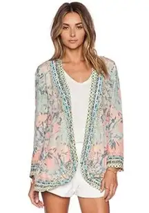 Camilla Franks Garden of Dream Silk Embellished Jacket Blazer Size 2 Medium