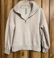 Athleta Heather Grey Quarter-Zip Pullover – Relaxed Shorter Fit (Small)