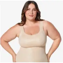 Ruby Ribbon Embellished Fawn Sleek Tank, Size 42