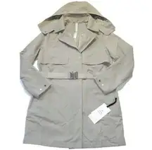 NWT Lululemon Always There Short Trench in Raw Linen Removable Hood Coat 10