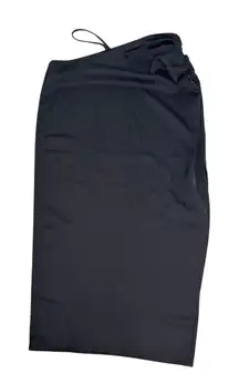 H:ours Revolve Sonnie Cutout Midi Asymmetrical Black Satin Slip Skirt S