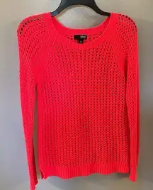 A.N.A. Womens Medium Crochet Open Knit Long Sleeve Crew Neck Sweater