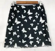 Wild Fable Womens Skirt M Black White Butterfly Mesh‎ Sheer Y2K Grunge Fairycore
