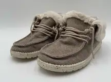 Women's Hey Dude Britt Shoes Size 9 Nut Slip-on Tie Faux Fur Casual Lightweight