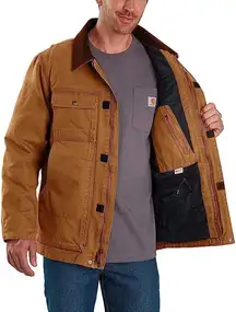 Full Swing Relaxed Fit Washed Duck Insulated Traditional Coat in  Brown