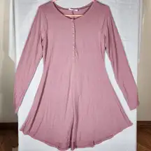 Zenana Mauve Pink Long Sleeve Henley Mini Sweater Dress | Size M