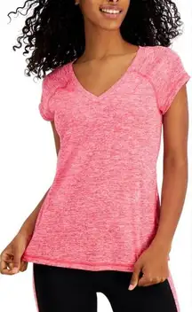New Ideology Designer Womens Heathered Performance T-Shirt Pink Small