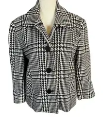 Lauren Ralph Lauren black and cream long sleeve collared lined wool pea coat 8