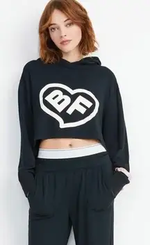 NWT Alice + Olivia A+O X Big Feelings Tai Black Cropped Hoodie