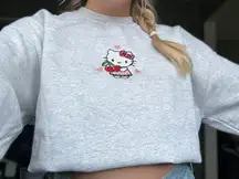 Hello Kitty Cherry Heart Embroidered Crewneck Sweatshirt