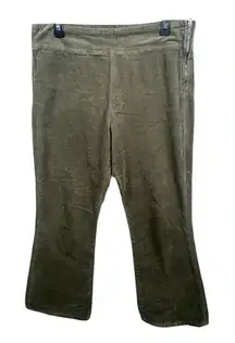 Free People In My Feelings Velvet Pants‎ Green Bootcut Side Zipper Boho Casual