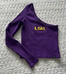 purple lsu one shoulder long sleeve