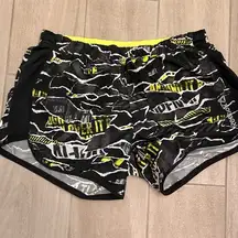 Reebok Neon Yellow and Black Active Shorts