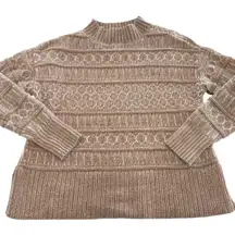 Rachel Zoe Sweater Womens X Small Brown Fair Isle Mock Neck Knit Skiing Aspen‎