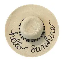 Francesca’s Collections Tan Hello Sunshine Beach Floppy Hat