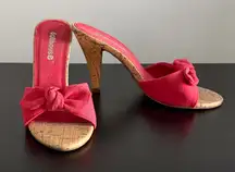 Dollhouse  Red Cork Heels with Bow Sz 6.5