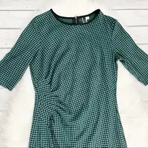Green and Black Houndstooth MIDI Dress