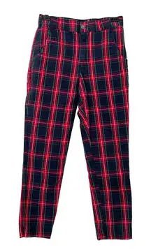 Hollister red blue plaid ankle pants Small