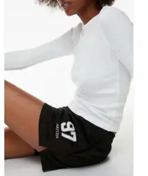 Aritzia Courtside Black Mesh Drawstring Mini Sporty Lightweight Casual Shorts XL