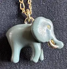 J Crew EUC elephant necklace. Enameled elephant pendant w/ goldtone trim & chain