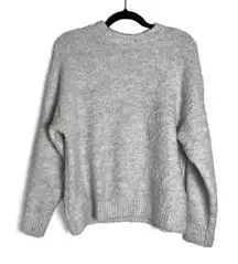 MNG Womens Light Grey Crewneck Knit Textured Long Sleeve Sweater Small