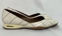 Cole Haan Women's  Air Bria Huarache Ivory Leather Peep Toe Woven Flats Size 10