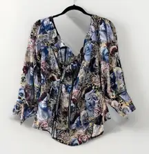 PRETTY LITTLE THING Renaissance Balloon Sleeve Corset Zip Up Top Size 1X New Tag