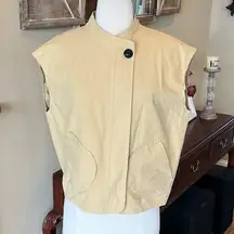 Oversized Tan Cotton Button Up Vest New