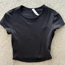 Alo Yoga Black Cap Sleeve Ribbed Crop Top