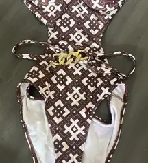 Geometric One-Piece Swimsuit‎ with Gold Detail