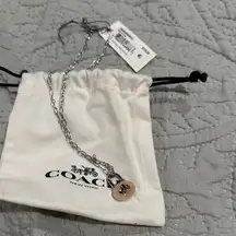 Coach Silver Chain Necklace with Charm