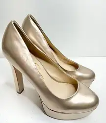 Jessica Simpson  Pumps High Heel Play Nellah Size 6.5 Champagne Metallic Italia