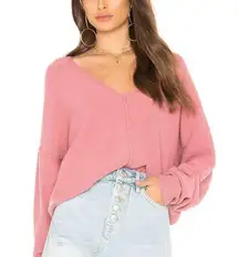 Free People  Pink Take Me Places Oversized Draped Sweater Size Large