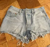 Levi's  501 High-Rise Distressed Denim Shorts