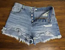 Pacsun Women's Vintage High Rise Distressed Booty Shorts Size 25"Button Fly Jean