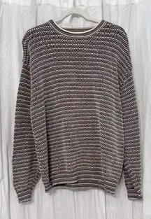 Polka Dot Pullover Sweater Textured Gray & Tan