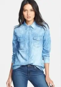 Chicos Ombré fade polka dot Chambray button down