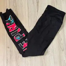 PINK Victoria's Secret Black Leggings with Floral Accents