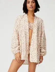 Cotton On Pink Print Beach cover up 100% Organic cotton M/L