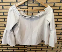 ASOS Tan Ruffle Sleeve Off Shoulder Top Size 6‎