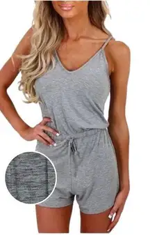 Love culture cami romper Women’s size medium gray shorts sleeveless