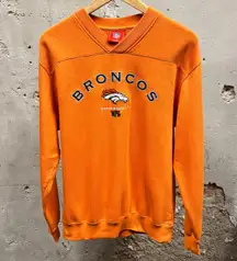 Y2K Denver Colorado Broncos Embroidered Pullover Sweatshirt V-Neck Medium M