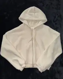 Offline By Aerie Women's Sherpa Cropped Jacket Hooded Pockets Full Zip‎ Sz Small