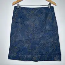 NIC+ZOE Blue Print Skirt Size 8