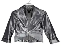 Cachet Jacket Womens Shimmer Rhinestone Embellished Party Cropped‎ Silver Size 4