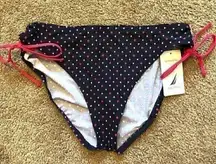 NEW NWT NAUTICA Navy Blue White Red Polka Dot USA Bow Tie Side Bikini BOTTOM 8