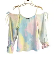 🔥5/20🔥 Yoins *Cold Shoulder* Tie dye Blouse Sz 12 NWT