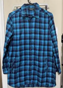 Stillwater Supply Co Flannel Plaid Jacket shacket turquoise sz S Long Tunic