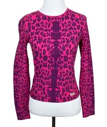 MISS SIXTY Luxury Top Womens Small Pink Purple‎ Animal Print Glitter Nylon Y2K S